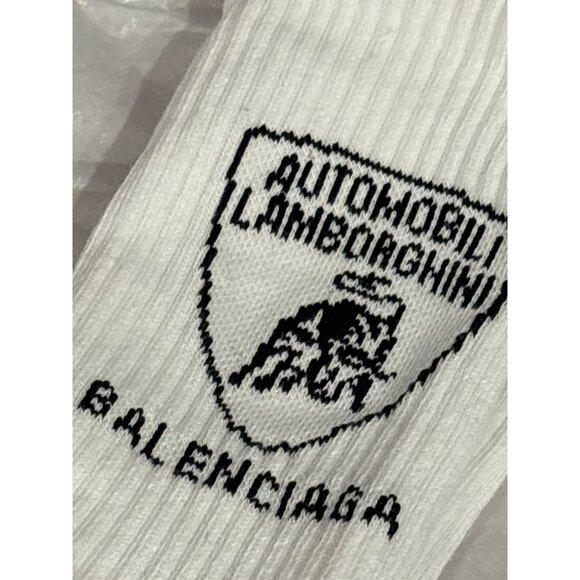 Balenciaga Lamborghini Socks in White & Black Small Unisex - Picture 4 of 7